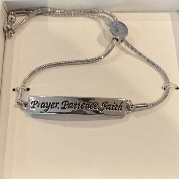 “Prayer Patience Faith” Silver Slide Bracelet - Picture 3 of 6